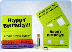 Image - Happy Birthday Aroma Stress Buster gift comes supplied with two vials of 100% pure essential oils